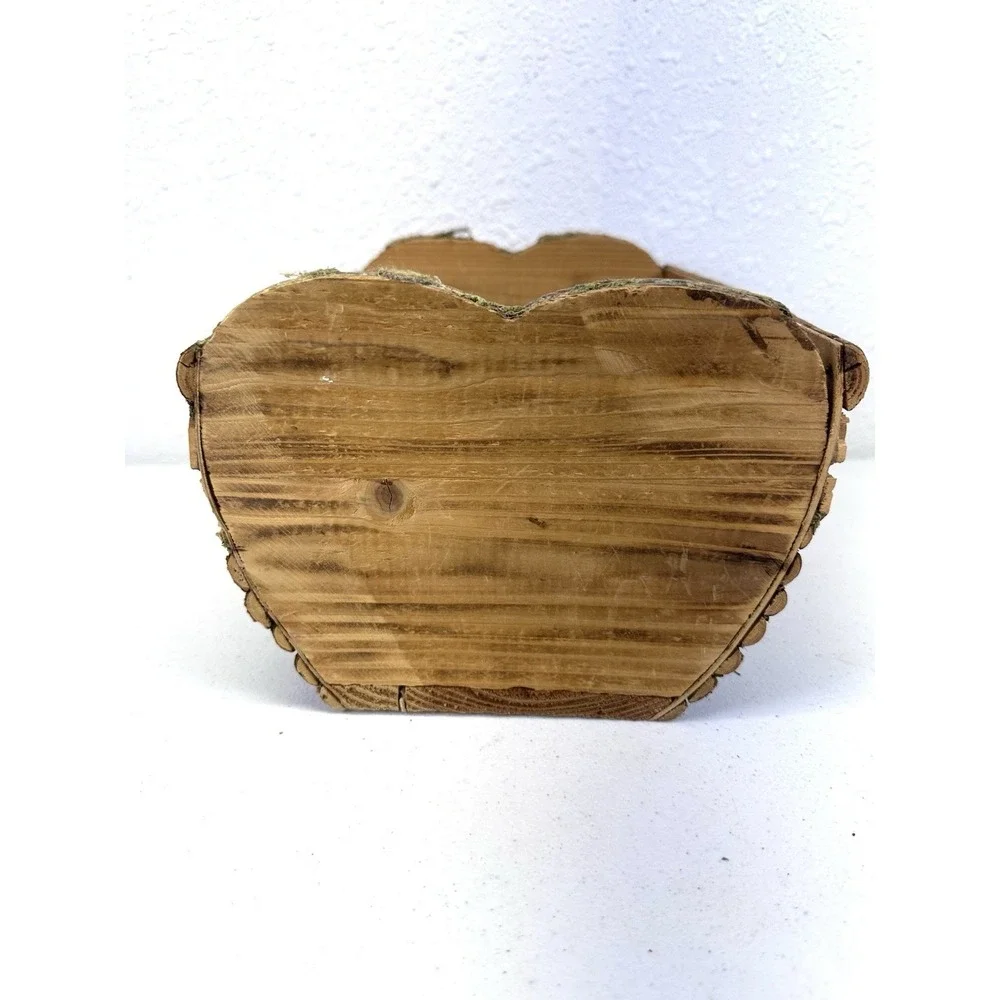 Handcrafted Rustic Wood Planter Box Log Slice Bark Woodland Cabin Farmhouse